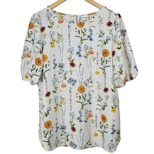 Remade Floral Print Puff Sleeve‎ Blouse Top Womens